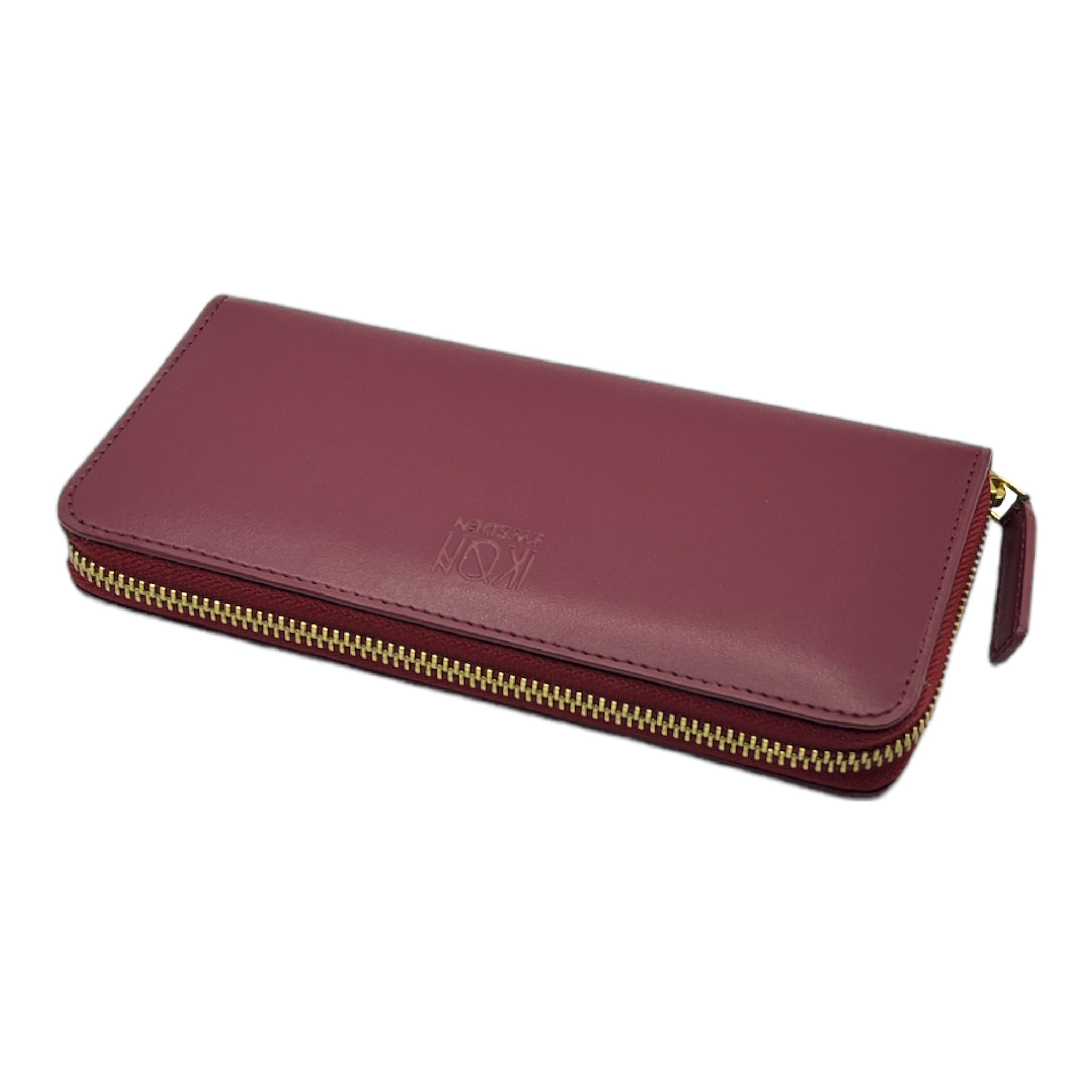 Kivik | Apple Leather Long Zip Wallet - Wine Red-3