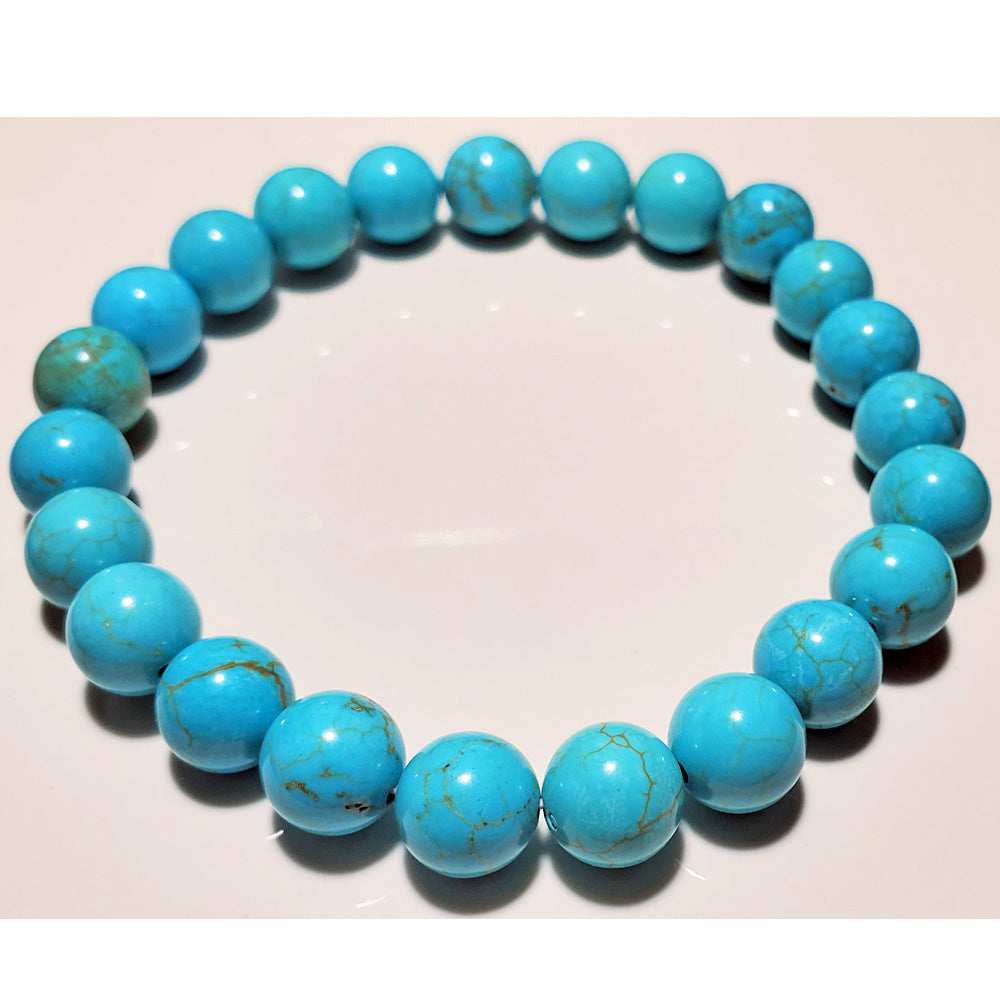 8mm Blue Howlite Beaded Elastic Stretch Bracelet-0