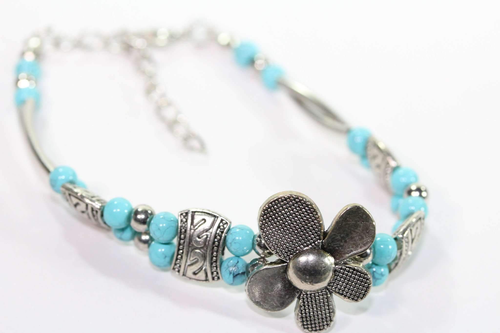 Silver Petal Flowers Bracelet-0