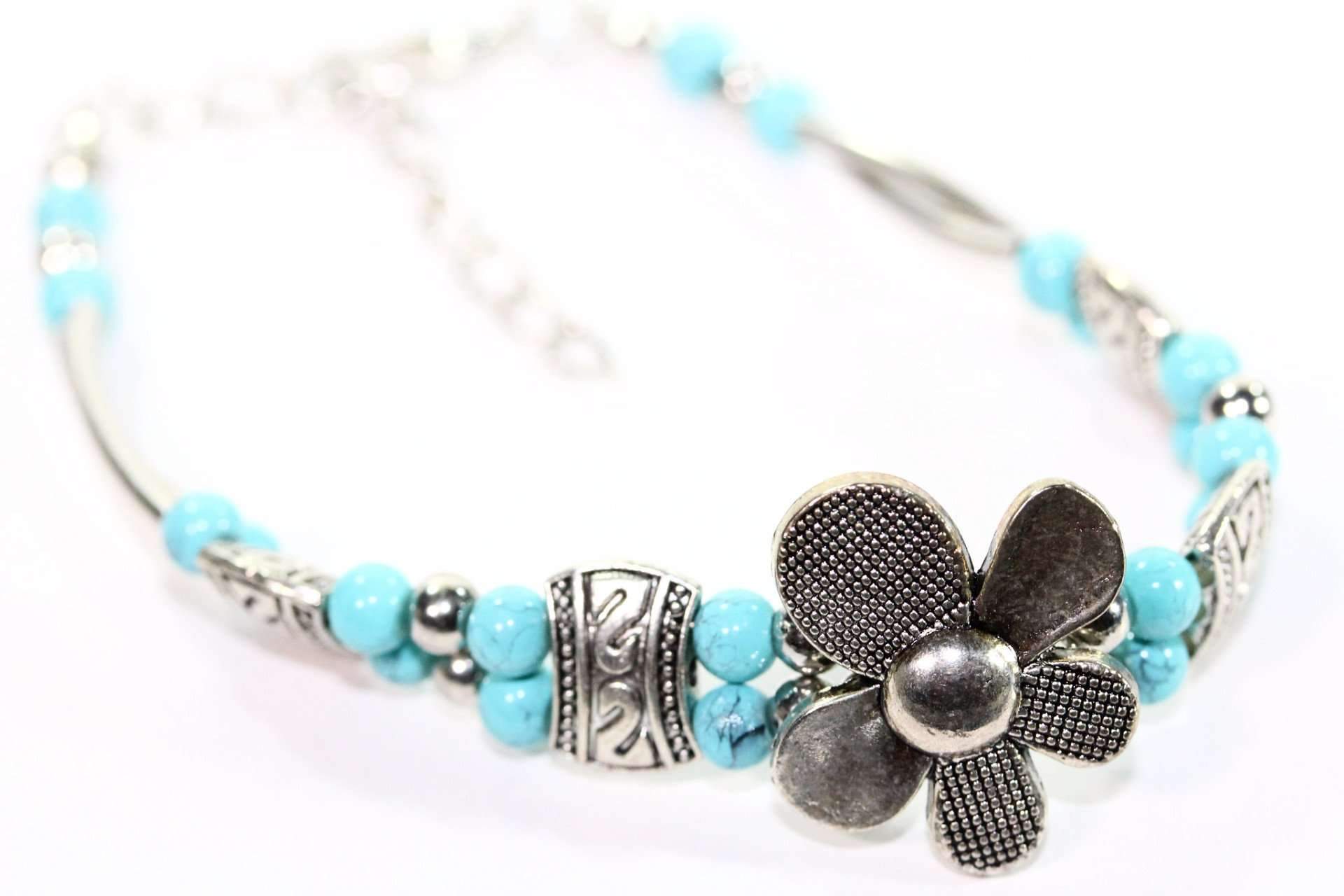 Silver Petal Flowers Bracelet-1