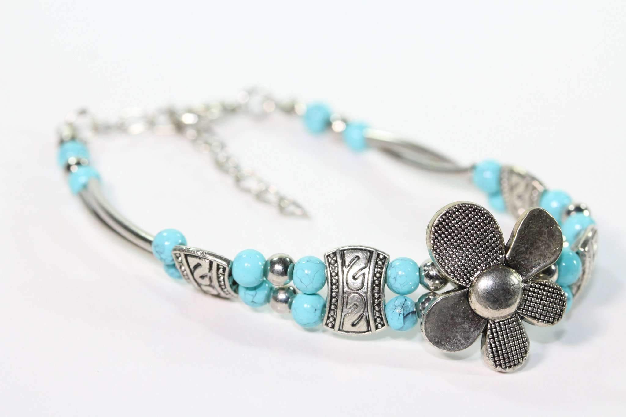 Silver Petal Flowers Bracelet-3