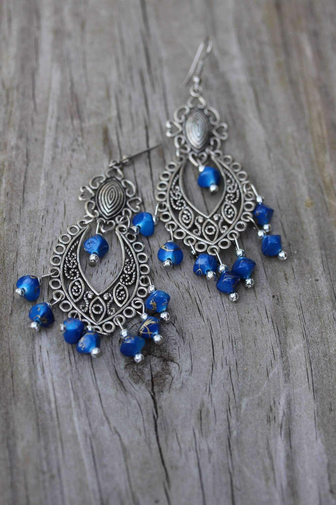 Breezy Skies Scroll Work Style Earrings-0