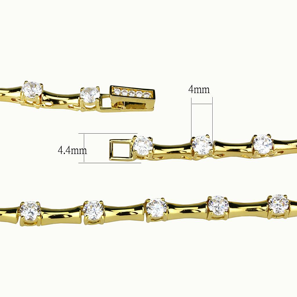 LO4123 - Gold Brass Necklace with AAA Grade CZ  in Clear-1