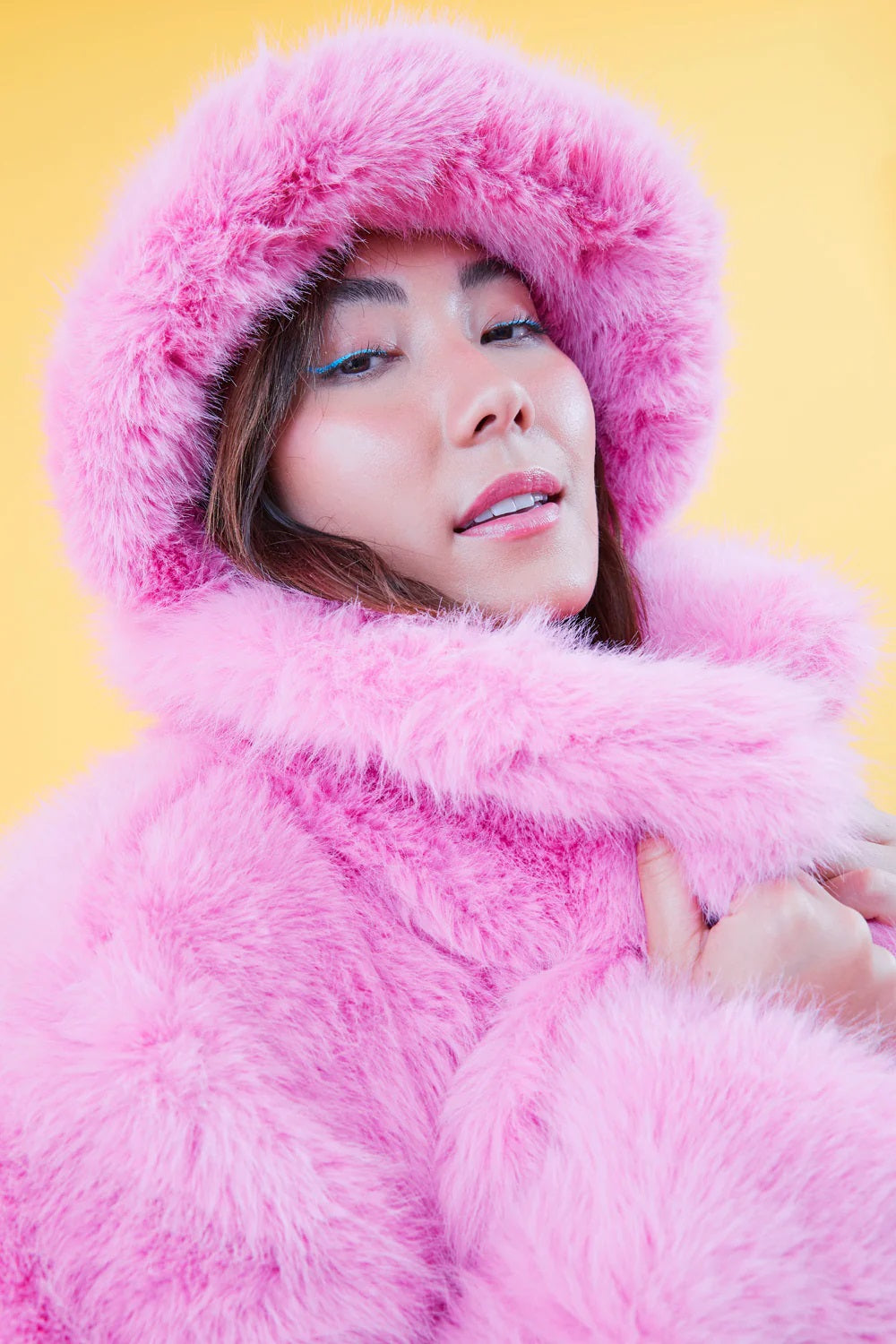 Pink Bamboo Faux Fur Bucket Hat-1