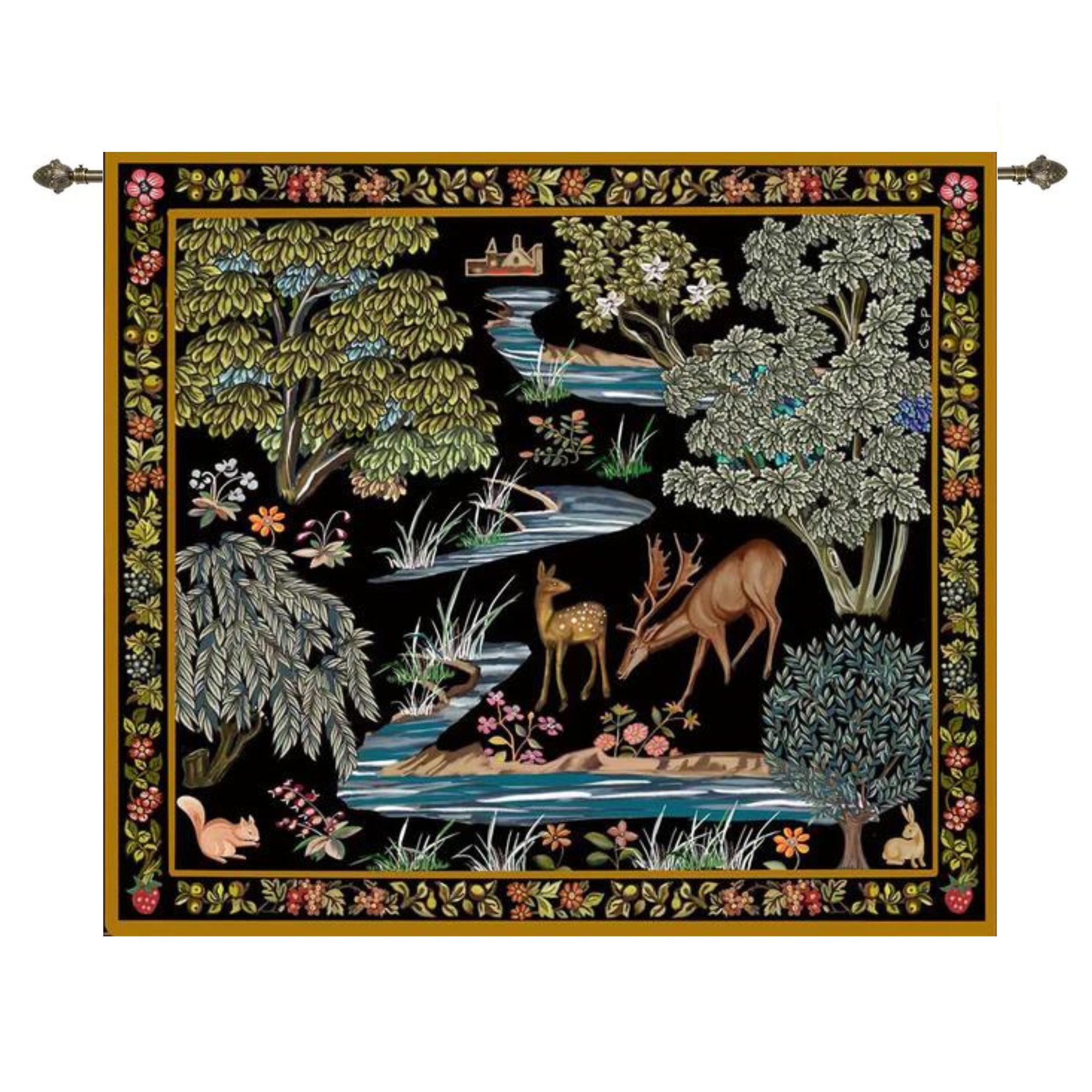 William Morris The Brooks Black - Wall Hanging 140cm x 124cm (120 rod)-0