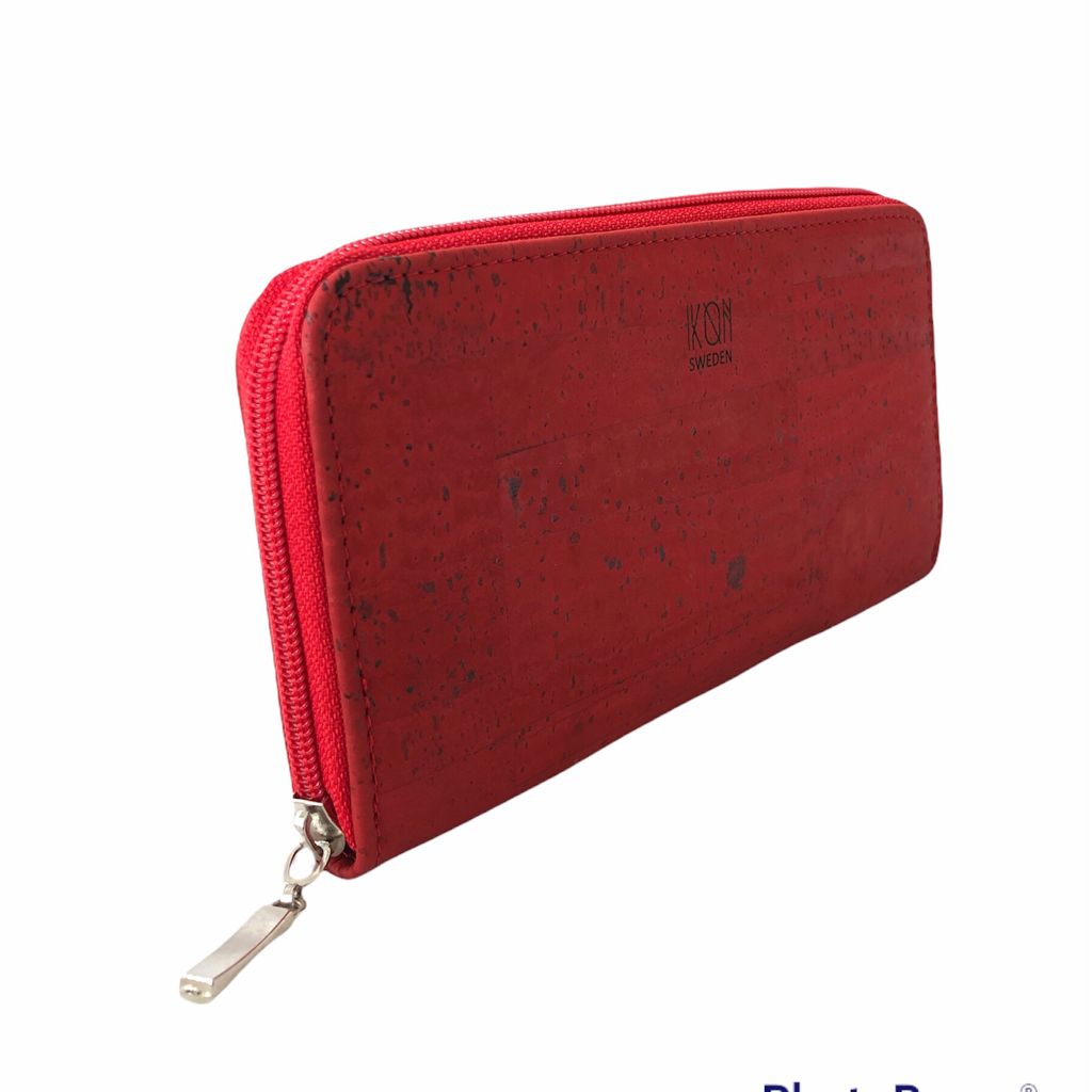 Cork Leather Vegan Zip Wallet - Bordeaux-2