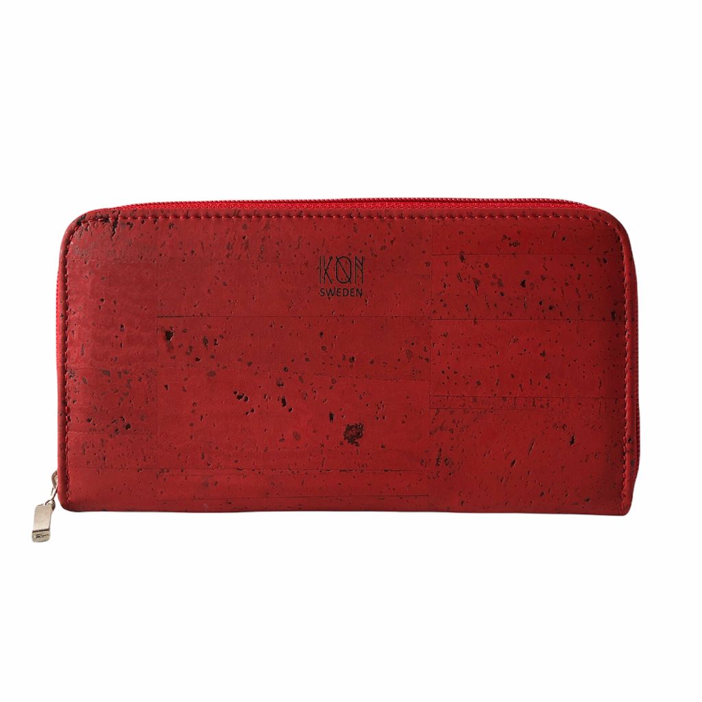 Cork Leather Vegan Zip Wallet - Bordeaux-0