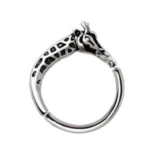 316L Stainless Steel Giraffe Silver Plated Seamless Ring / Cartilage Earring-0