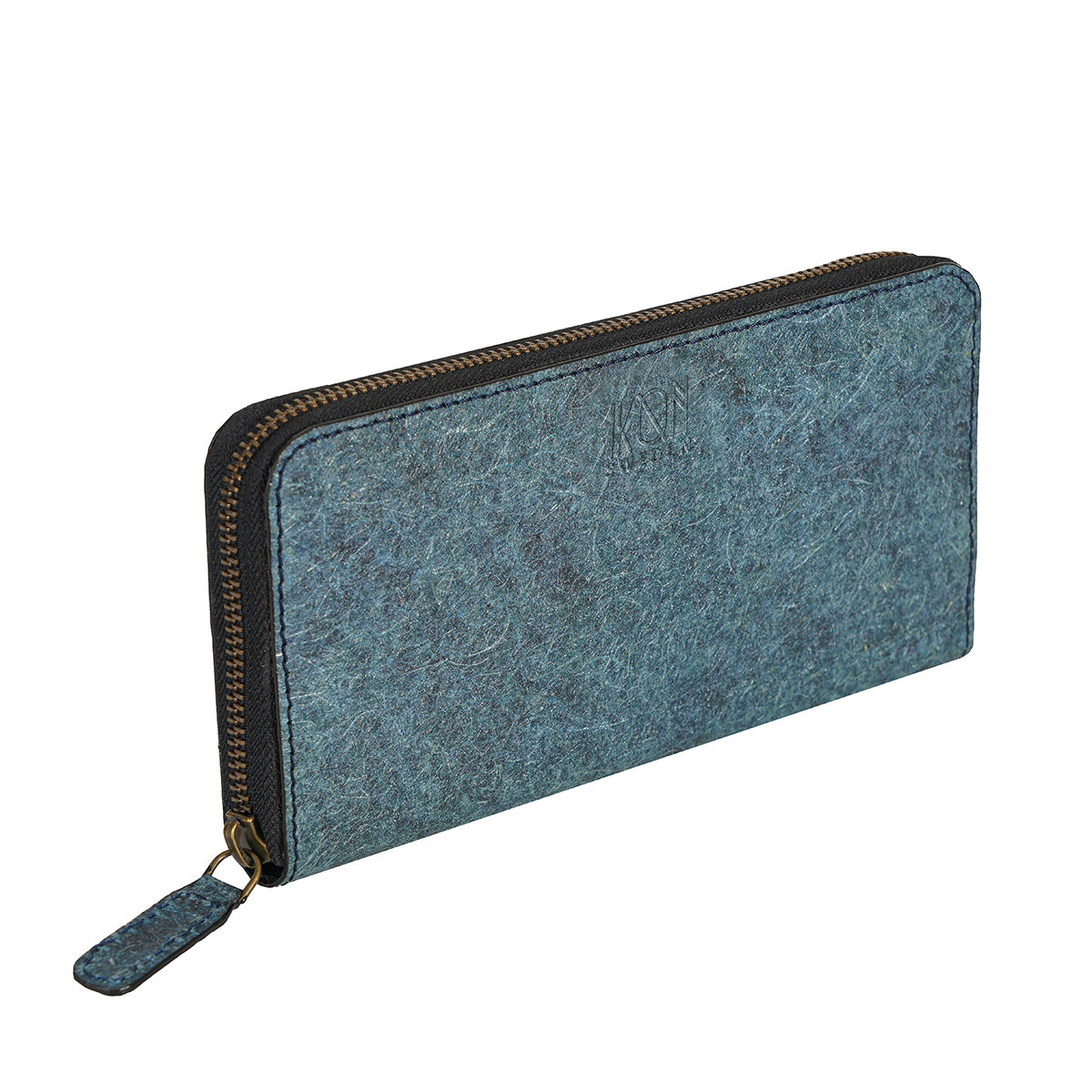 Kochi | Coconut Leather Long Zip Wallet - Dark Indigo-0