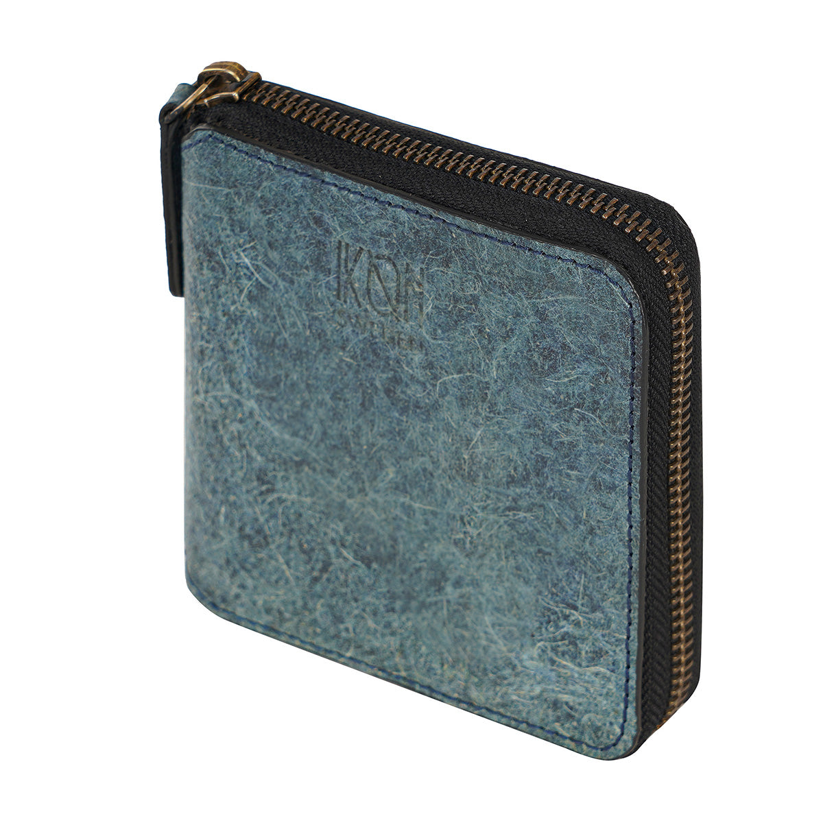 Kochi | Coconut Leather Small Zip Wallet - Dark Indigo-1