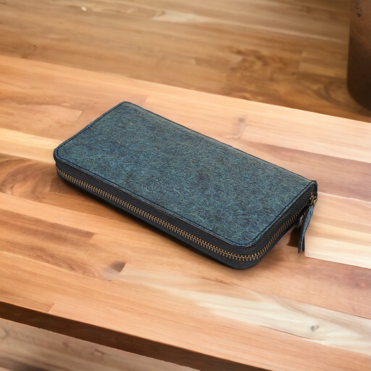 Kochi | Coconut Leather Long Zip Wallet - Dark Indigo-1