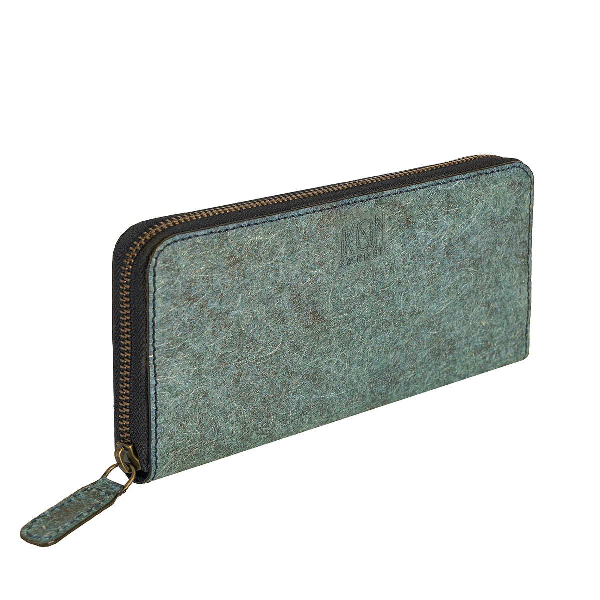 Kochi | Coconut Leather Long Zip Wallet - Ocean Green-0