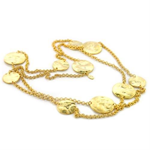 LO367 - Gold Brass Necklace with No Stone-0