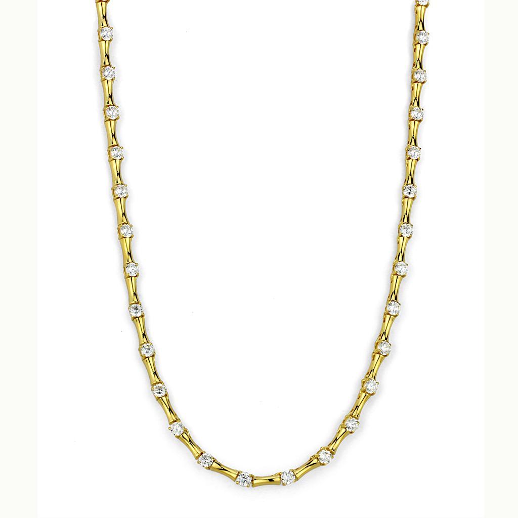 LO4123 - Gold Brass Necklace with AAA Grade CZ  in Clear-0