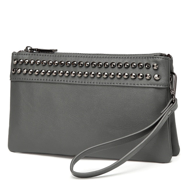 Fashion Women Handbag Wristlet Clutch Purses Large Studs Soft Faux Leather Crossbody Evening Clutch Wallet for Women-6