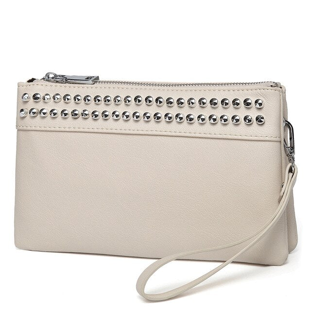 Fashion Women Handbag Wristlet Clutch Purses Large Studs Soft Faux Leather Crossbody Evening Clutch Wallet for Women-2