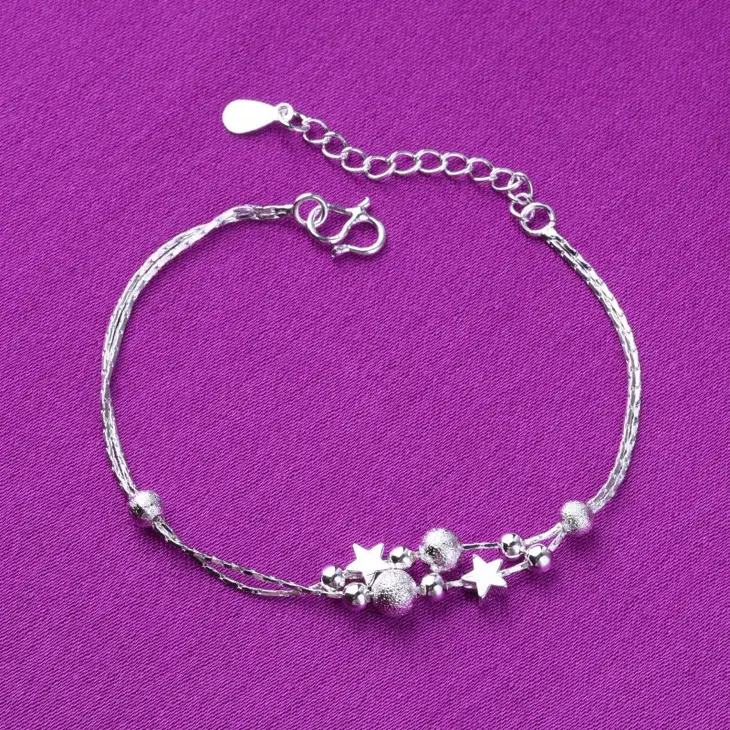 Cute Star Charm Ankle Bracelet Anklet in 925 Sterling Silver-1