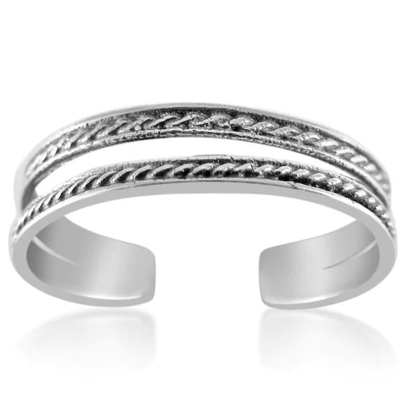 Adjustable Double Rope Sterling Silver Toe Ring-0