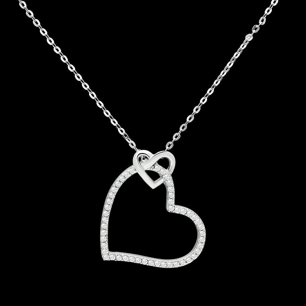 TS060 - Rhodium 925 Sterling Silver Necklace with AAA Grade CZ  in Clear-0