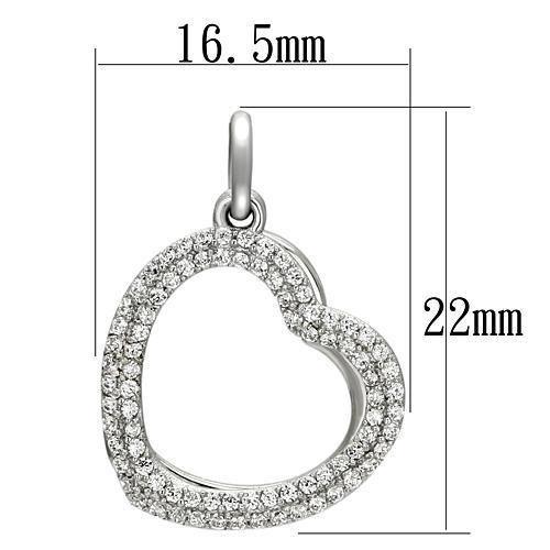 TS128 - Rhodium 925 Sterling Silver Necklace with AAA Grade CZ  in Clear-1