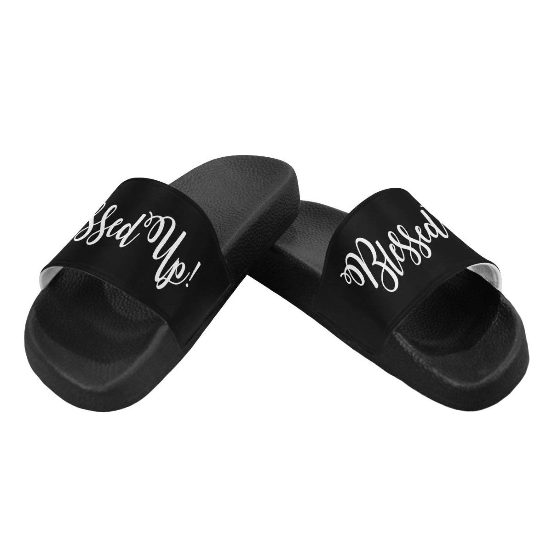 Womens Slides, Flip Flop Sandals, Blessed Up  Print-3